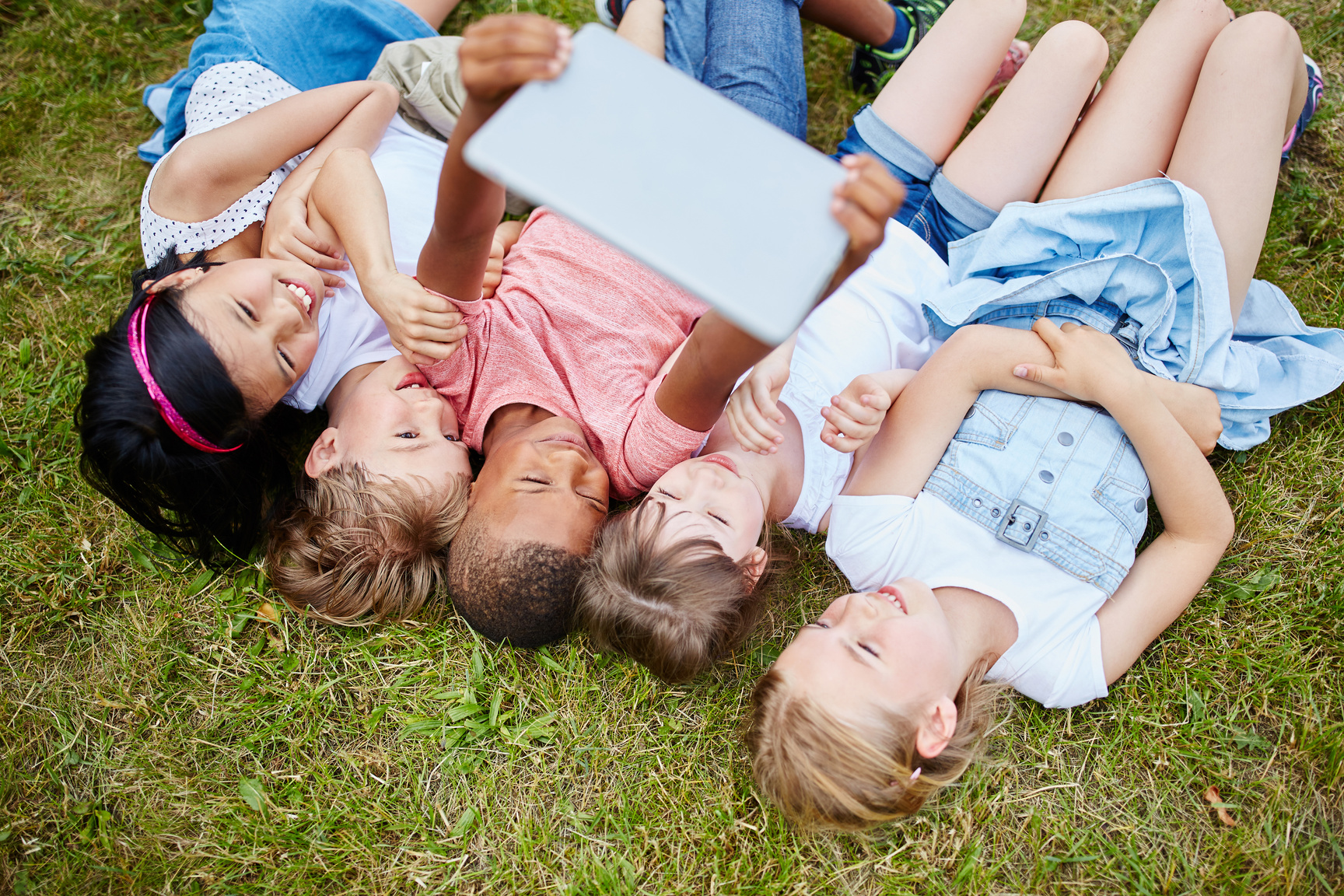 Children Taking Group Photo Selfie